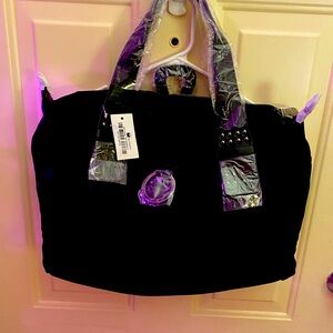 Large Black Suede w/ Red Lining Ladies Bag